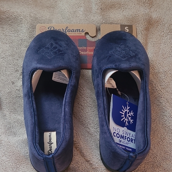 dearfoams Shoes - Dearfoams Navy Velvet Comfort Slippers